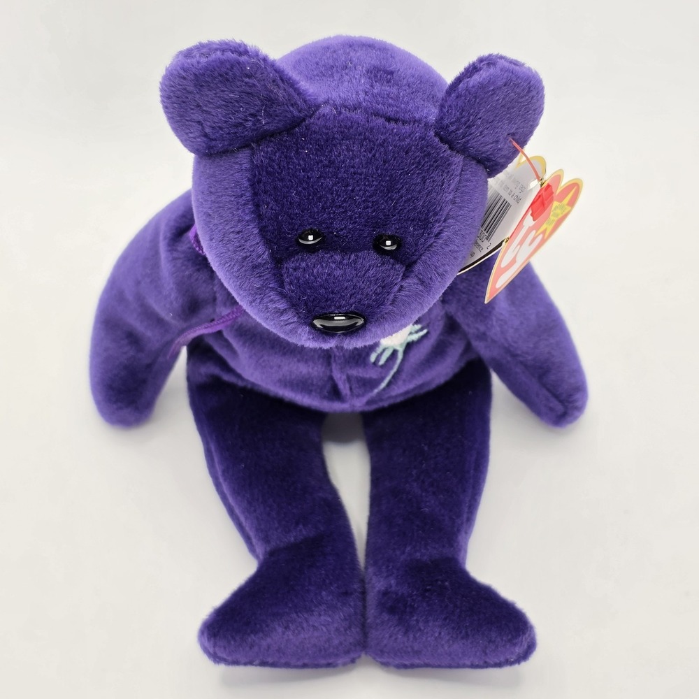 Ty Beanie Baby Princess Diana Bear 1997 Retired Purple Teddy Bear PE Pellets - Picture 7 of 15